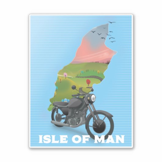 Reisposter voor motorfietsen op het eiland Man Sticker (Voorkant)