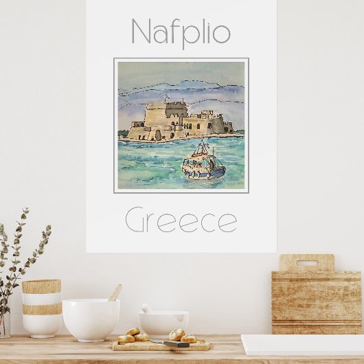 Reisposter voor Nafplio Griekenland Poster (Keuken)