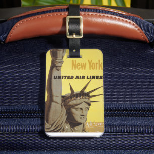 Reisposter voor New York, United Air Lines Bagagelabel