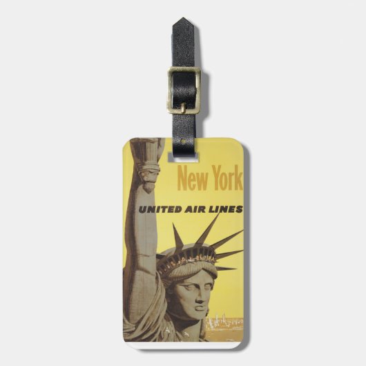 Reisposter voor New York, United Air Lines Bagagelabel (Voorkant verticaal)