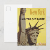 Reisposter voor New York, United Air Lines Briefkaart (Voorkant / Achterkant)