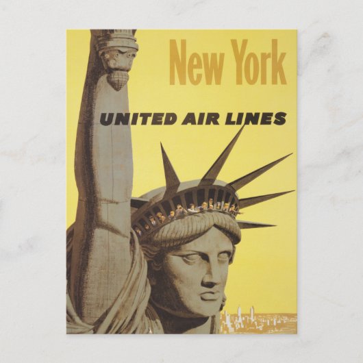 Reisposter voor New York, United Air Lines Briefkaart (Voorkant)