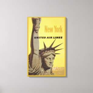 Reisposter voor New York, United Air Lines Canvas Afdruk