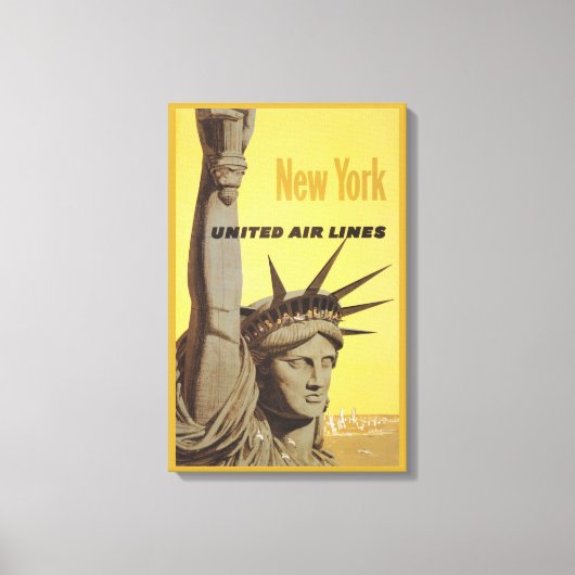 Reisposter voor New York, United Air Lines Canvas Afdruk (Voorkant)