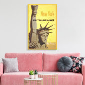 Reisposter voor New York, United Air Lines Canvas Afdruk (Insitu (Woonkamer))