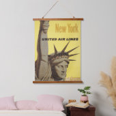 Reisposter voor New York, United Air Lines Hangend Wandkleed (Slaapkamer)