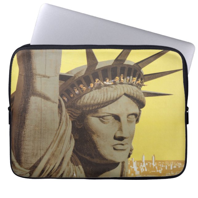 Reisposter voor New York, United Air Lines Laptop Sleeve (Voorkant)