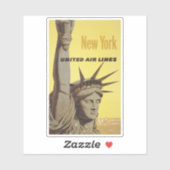 Reisposter voor New York, United Air Lines Sticker (Vel)