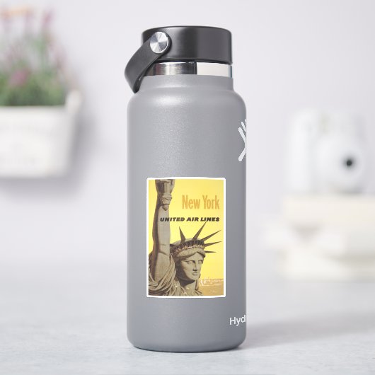 Reisposter voor New York, United Air Lines Sticker (HydroFlask)