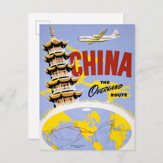 Reisposter voor Northwest Orient Airlines Briefkaart (Voorkant / Achterkant)