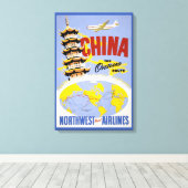 Reisposter voor Northwest Orient Airlines Canvas Afdruk (Insitu (Houten vloer))