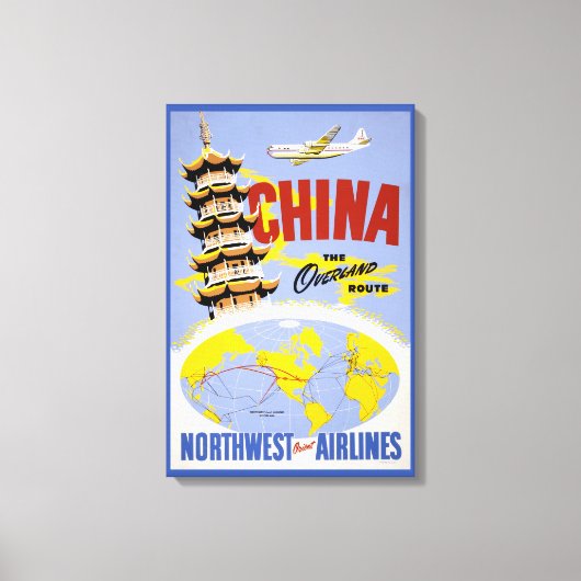 Reisposter voor Northwest Orient Airlines Canvas Afdruk (Voorkant)