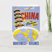 Reisposter voor Northwest Orient Airlines Kaart (Voorkant)