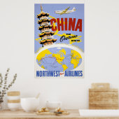 Reisposter voor Northwest Orient Airlines Poster (Keuken)