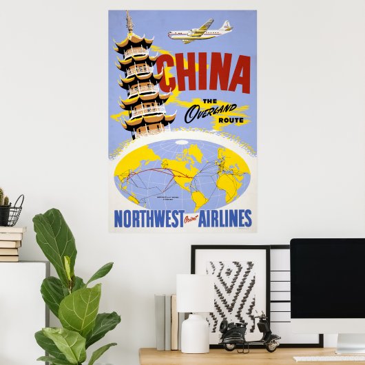 Reisposter voor Northwest Orient Airlines Poster (Thuiskantoor)