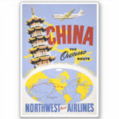 Reisposter voor Northwest Orient Airlines Sticker (Voorkant)