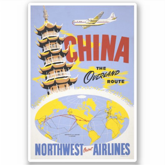 Reisposter voor Northwest Orient Airlines Sticker (Voorkant)