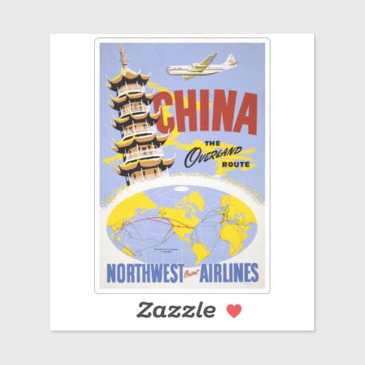 Reisposter voor Northwest Orient Airlines Sticker (Vel)