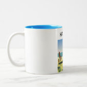 Reisposter voor Oost-Sussex-strandreis Tweekleurige Koffiemok (Links)