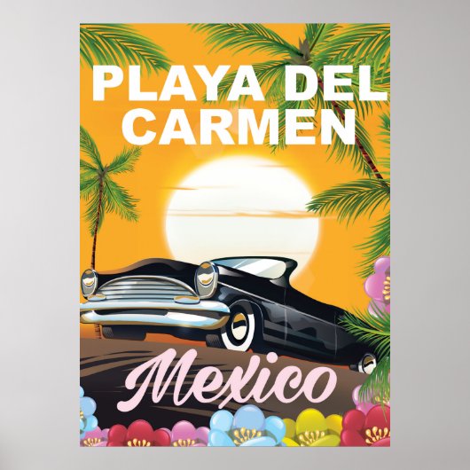 Reisposter voor Playa del Carmen Mexico auto Poster (Voorkant)