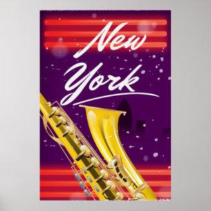 Reisposter voor saxofone uit New York City Poster