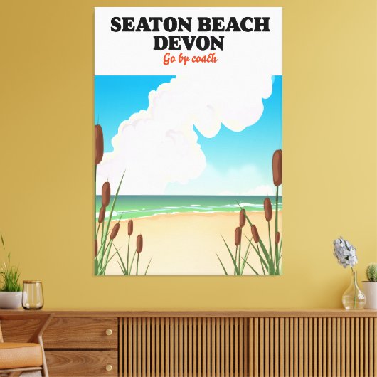 Reisposter voor Seaton Beach Dorset Canvas Afdruk (Insitu (Woonkamer))