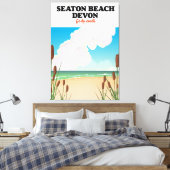 Reisposter voor Seaton Beach Dorset Canvas Afdruk (Insitu (Slaapkamer))