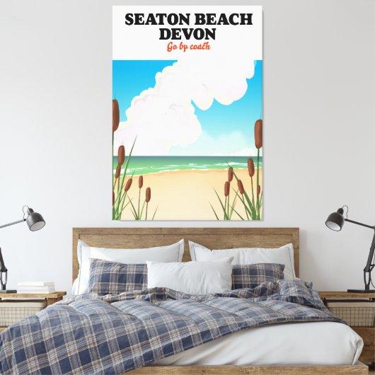 Reisposter voor Seaton Beach Dorset Canvas Afdruk (Insitu (Slaapkamer))