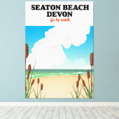 Reisposter voor Seaton Beach Dorset Canvas Afdruk (Insitu (Houten vloer))