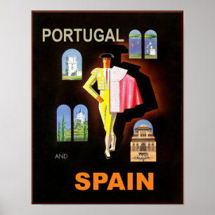 Reisposter voor Spanje en Portugal. Poster