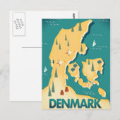 Reisposter voor  stijlkaart Denemarken Briefkaart (Voorkant / Achterkant)