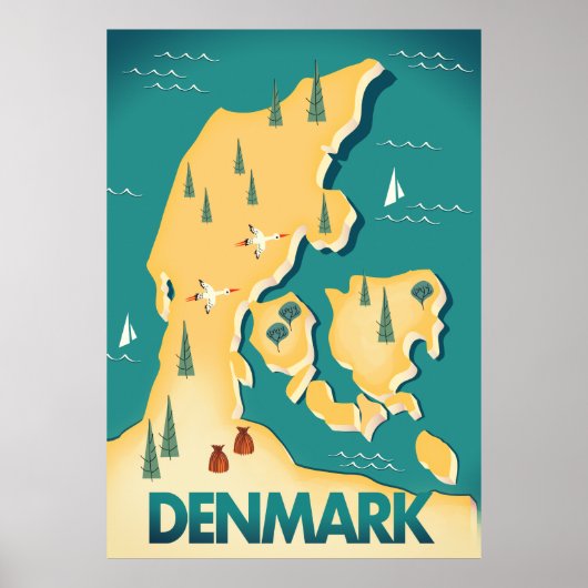 Reisposter voor  stijlkaart Denemarken Poster (Voorkant)