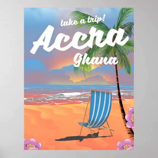 Reisposter voor strand Accra Ghana Poster (Voorkant)