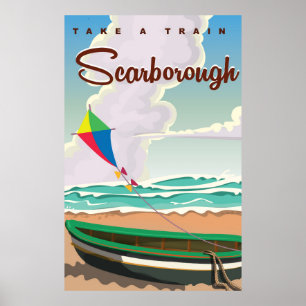 Reisposter voor strand van Scarborough Poster