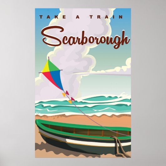 Reisposter voor strand van Scarborough Poster (Voorkant)