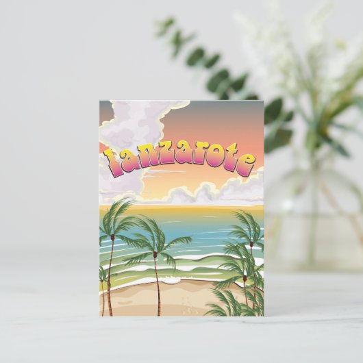 Reisposter voor strandstransport Lanzarote Briefkaart (Staand voorkant)