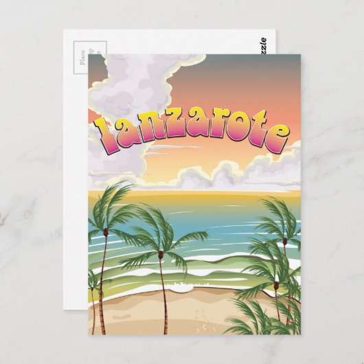 Reisposter voor strandstransport Lanzarote Briefkaart (Voorkant / Achterkant)
