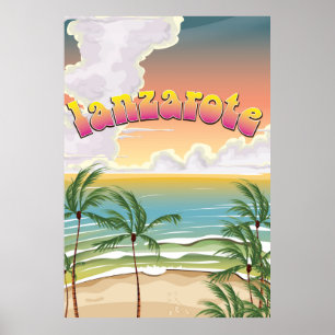 Reisposter voor strandstransport Lanzarote Poster