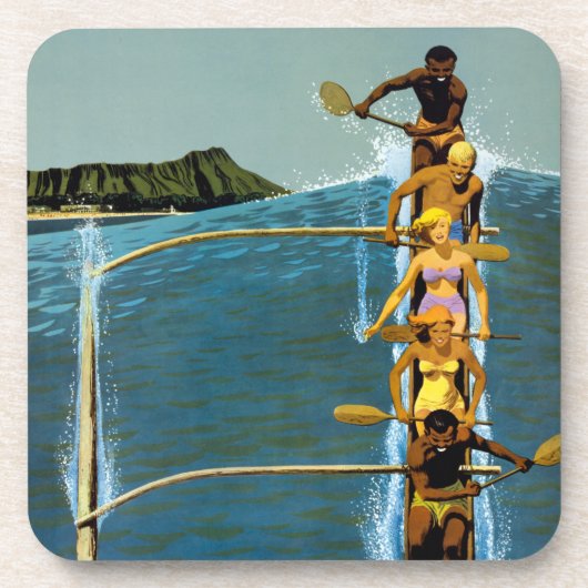 Reisposter voor United Air Lines naar Hawaï Bier Onderzetter (Voorkant)