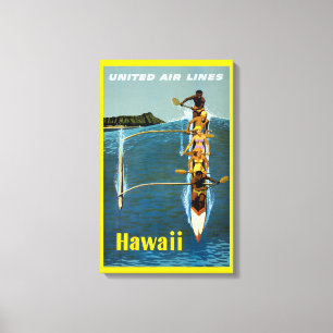Reisposter voor United Air Lines naar Hawaï Canvas Afdruk