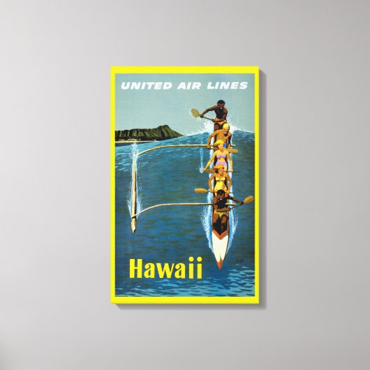 Reisposter voor United Air Lines naar Hawaï Canvas Afdruk (Voorkant)