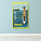 Reisposter voor United Air Lines naar Hawaï Canvas Afdruk (Insitu (Houten vloer))