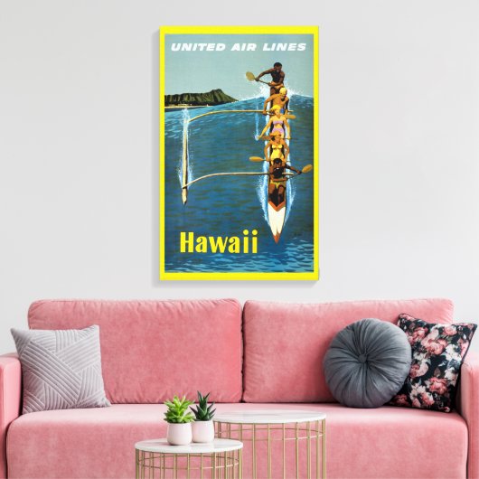 Reisposter voor United Air Lines naar Hawaï Canvas Afdruk (Insitu (Woonkamer))