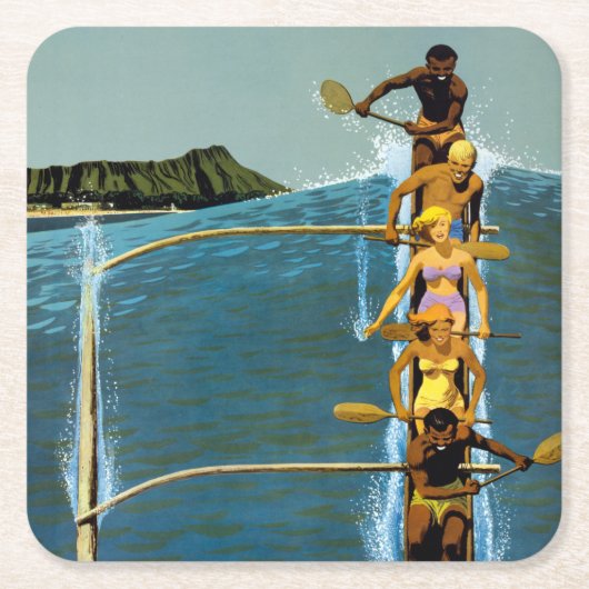 Reisposter voor United Air Lines naar Hawaï Kartonnen Onderzetters (Voorkant)