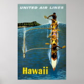 Reisposter voor United Air Lines naar Hawaï Poster (Voorkant)