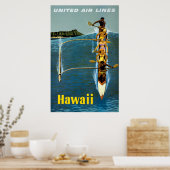 Reisposter voor United Air Lines naar Hawaï Poster (Keuken)