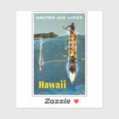 Reisposter voor United Air Lines naar Hawaï Sticker (Vel)