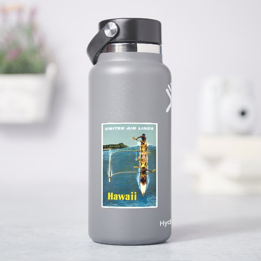 Reisposter voor United Air Lines naar Hawaï Sticker (HydroFlask)
