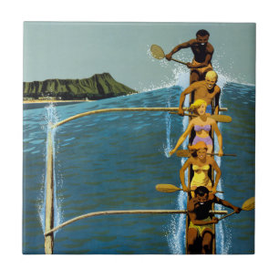 Reisposter voor United Air Lines naar Hawaï Tegeltje