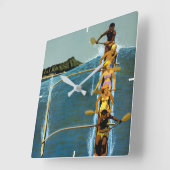 Reisposter voor United Air Lines naar Hawaï Vierkante Klok (Hoek)